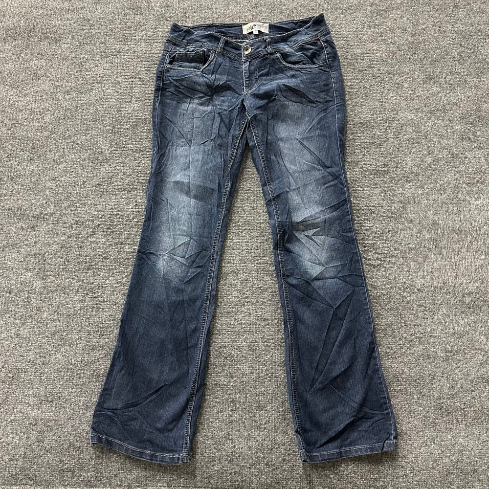 Jolt Jeans Womens Size 7 Dark Wash Flared Bootcut Stretch Denim Casual Low Rise